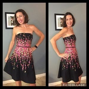 ADORABLE Tea Length LOFT Floral Strapless Dress 🌸